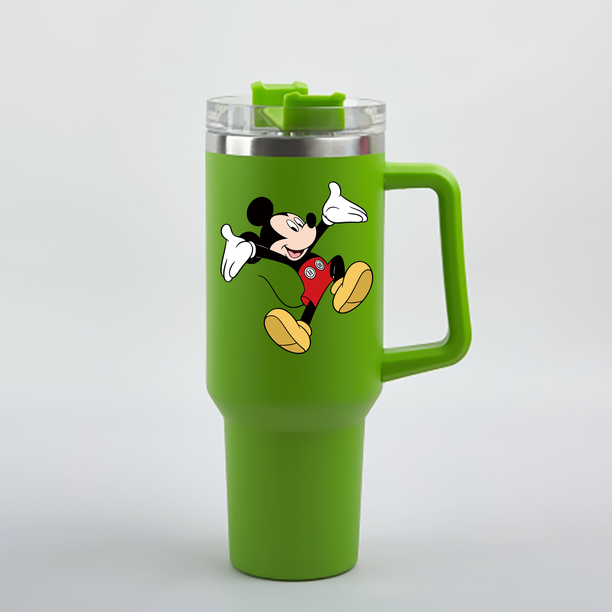 （画像用） ミッキーマウス Mickey Mouse 1200mL車用タンブラー - クリスタルステッカー（プラスチックストロー付き）